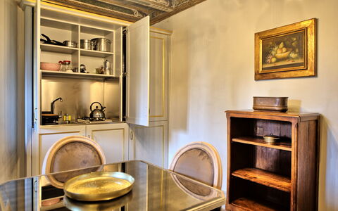 Feriebolig Cappella: Frokostlokale, Køkken, Stue