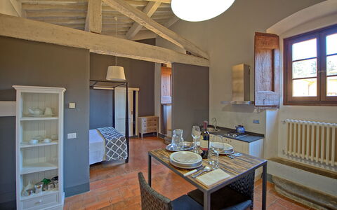 Feriebolig Montegufoni 22: Frokostlokale, Køkken, soveværelse