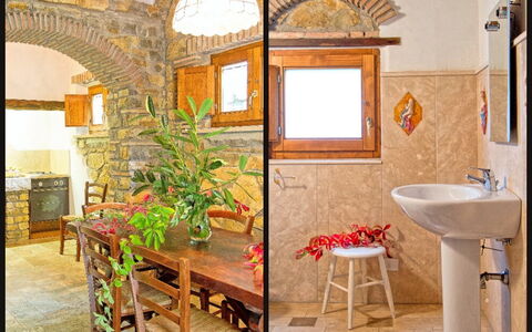 Feriebolig Adamo Ed Eva: Badeværelse, Frokostlokale, Køkken, Stue