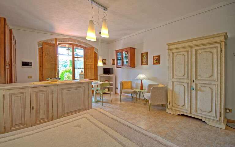 Feriebolig Ovile: Frokostlokale, Køkken, soveværelse, Stue