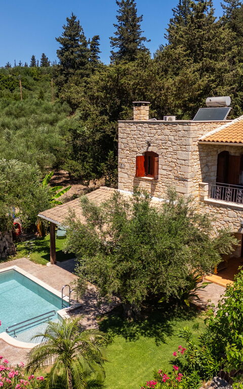 Villa Nipos: Have, pool, Udendørs
