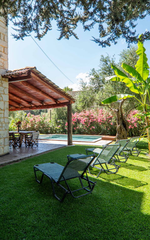 Villa Nipos: Have, pool, Udendørs, Udvendige