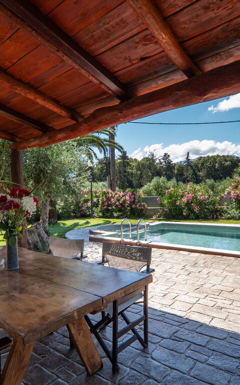 Villa Nipos: Have, pool, Udendørs, Udvendige