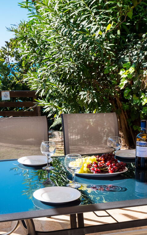 Beachfront Villa Rania: Have, Udendørs