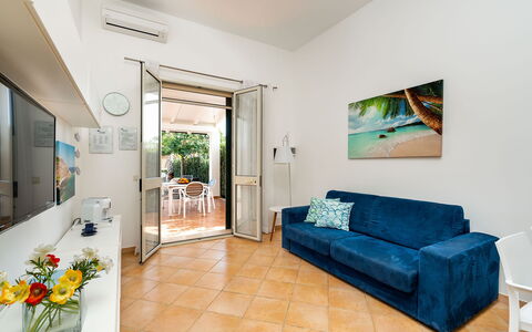 Feriebolig Euthalia: Frokostlokale, Køkken, Stue