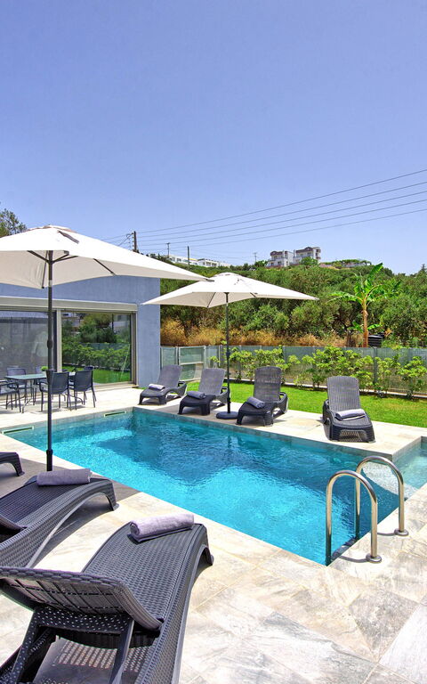 Villa Ampela: Have, pool, Udendørs