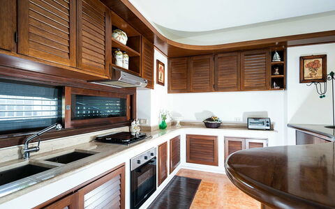 Feriebolig Lampara: Frokostlokale, Køkken, Stue