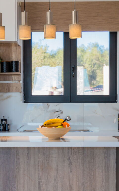 Villa Olivum: Køkken, Stue