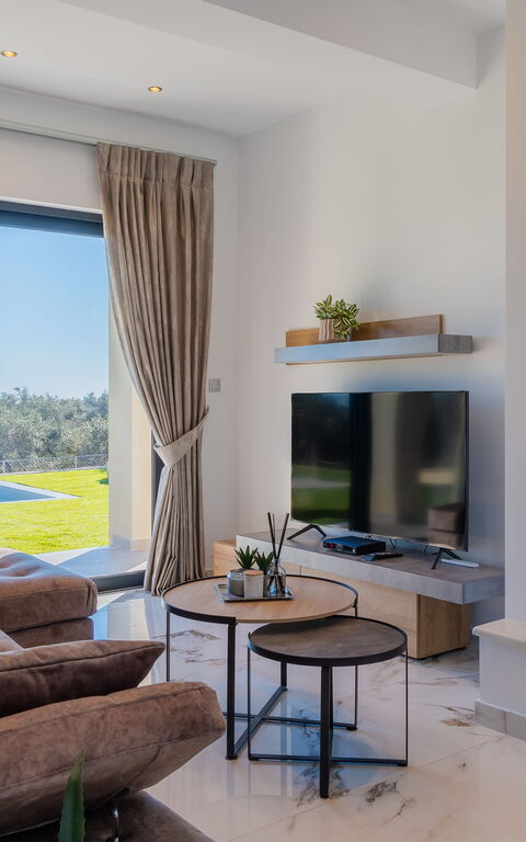 Villa Olivum: Køkken, Stue