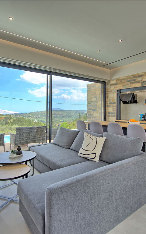 Villa Kallos: Frokostlokale, Køkken, Stue