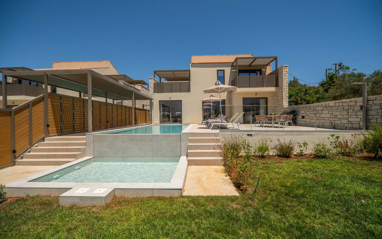 Villa Zen Chrysi: Have, pool, Udendørs, Udvendige