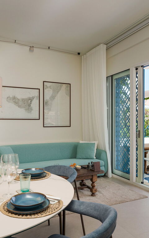 La Prua Apartament: Frokostlokale, Køkken, Stue